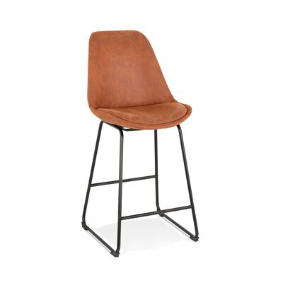 Chaise de bar 55x48x109 cm en PU marron et pied noir - LAYNA