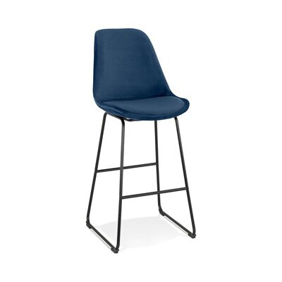 Chaise de bar 55x48x119 cm en tissu bleu foncé - LAYNA