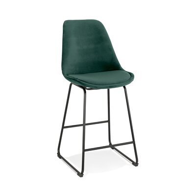 Chaise de bar 55x48x109 cm en tissu vert foncé - LAYNA