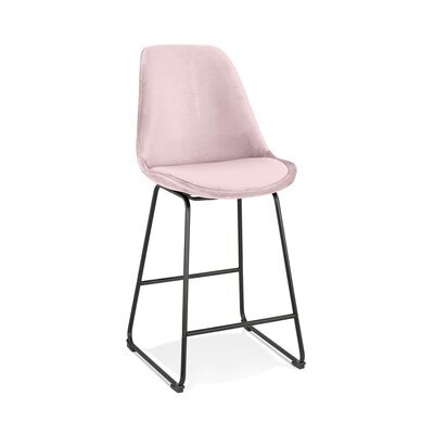 Chaise de bar 55x48x109 cm en tissu rose clair - LAYNA