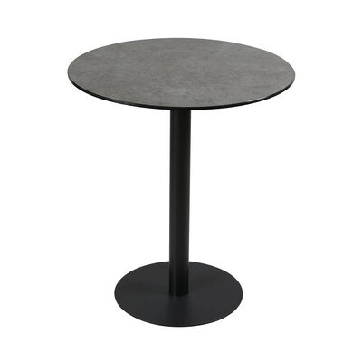 Table de bar ronde 80x90 cm en verre anthracite et métal noir