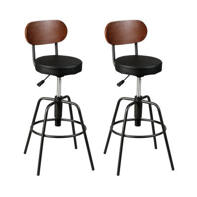 Lot de 2 chaises de bar industrielles 45,5x41x93/105 cm noir et marron