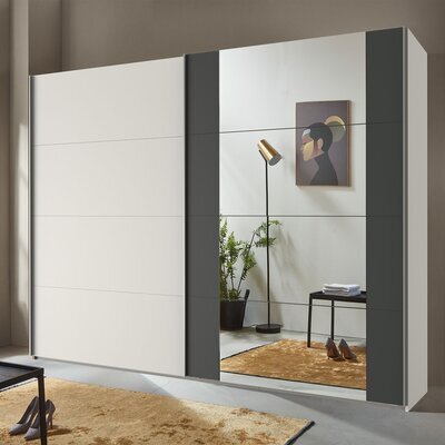 Armoire 2 portes coulissantes 270x65x236 cm blanc et gris foncé - ETHY