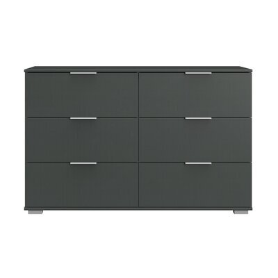 Commode 6 tiroirs 130x41x83 cm anthracite - GHAO