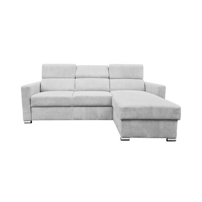 Canapé d'angle à droite 216 cm en velours côtelé gris clair - ELOAH