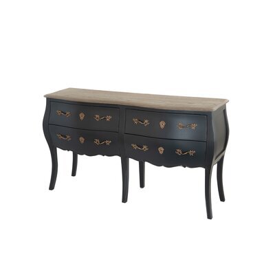 Commode double 4 tiroirs 140x40x80 cm anthracite - CHARMY NOIR