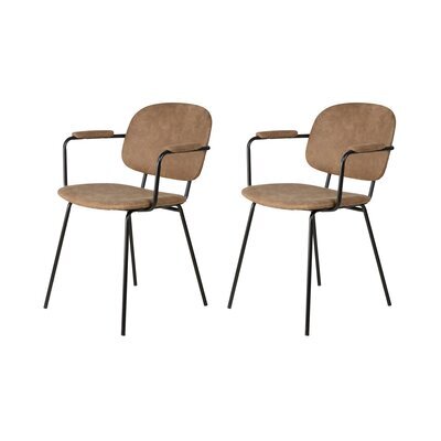 Lot de 2 fauteuils repas 56x58x79,5 cm en tissu marron - HAGAN