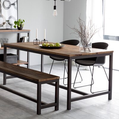 Table à manger 180x90x75 cm en bois d'orme marron et noir