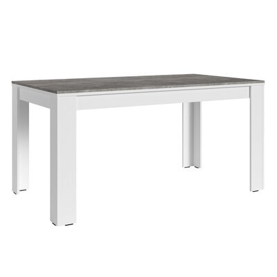 Table à manger 160x90x78 cm décor béton et blanc mat - KARLA