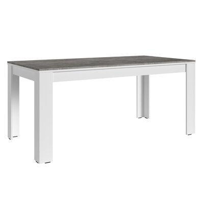 Table à manger 180x90x78 cm décor béton et blanc mat - KARLA