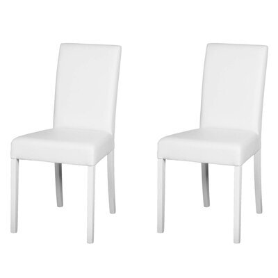 Lot de 2 chaises repas 44x55x91 cm en PU et pieds blanc