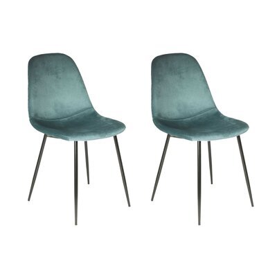 Lot de 2 chaises repas 42,5x44x87 cm en velours côtelé bleu