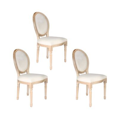 Lot de 2 chaises médaillon 39x57,5x96 cm en tissu écru - INOA