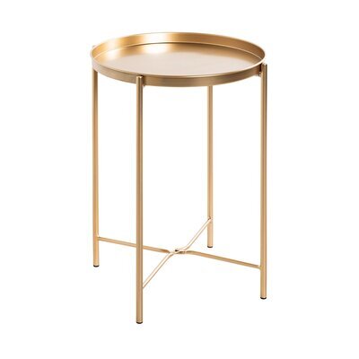 Table d'appoint ronde 39x50 cm en métal laqué doré