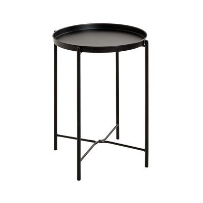 Table d'appoint ronde 39x50 cm en métal laqué noir