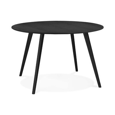 Table à manger ronde 120x120x75 cm décor chêne et métal noir