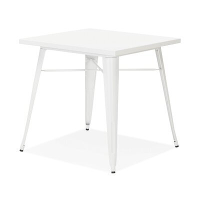 Table à manger industrielle 76x76x76 cm en métal blanc