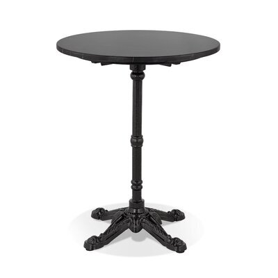 Table bistrot ronde 60x77,3 cm en pierre et fonte noire