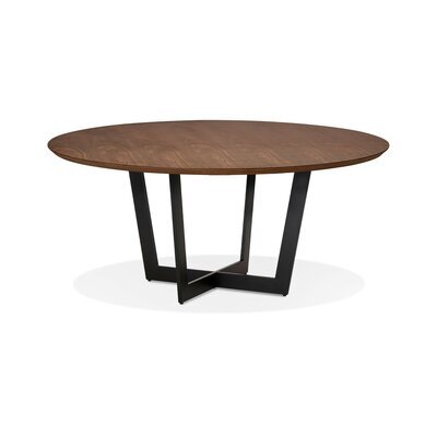 Table à manger ronde 120x75 cm décor noyer noir et métal noir
