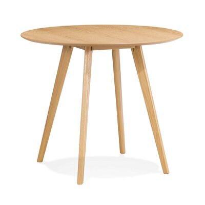 Table bistrot ronde 90x75 cm décor naturel et pieds en chêne