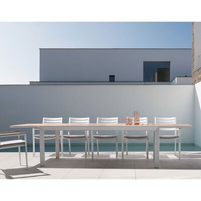 Table de jardin extensible 220/340x100 cm naturel et blanc - YALIO
