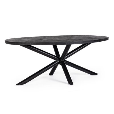 Table à manger ovale 200x110x76 cm en manguier noir - BAILA