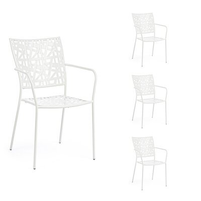 Lot de 4 fauteuils de jardin 54x55x89 cm en métal blanc - BELIKA