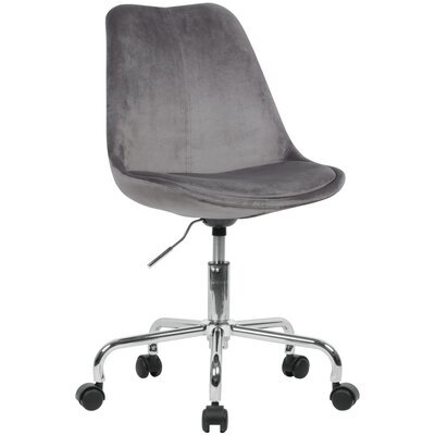 Chaise de bureau à roulettes 65x56x84/94 cm en velours gris - LUCIE