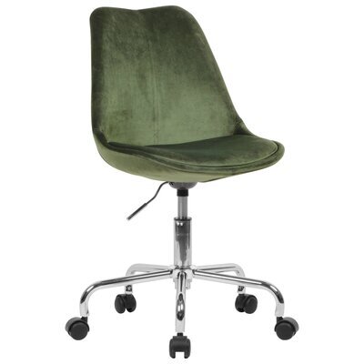 Chaise de bureau à roulettes 65x56x84/94 cm en velours vert - LUCIE