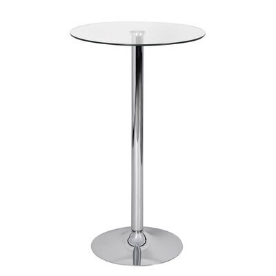 Table bistrot ronde 60x60x105 cm en verre et pied chromé