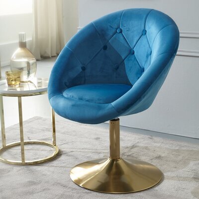 Chaise de bureau pivotante 67x62x80/100 cm en velours bleu