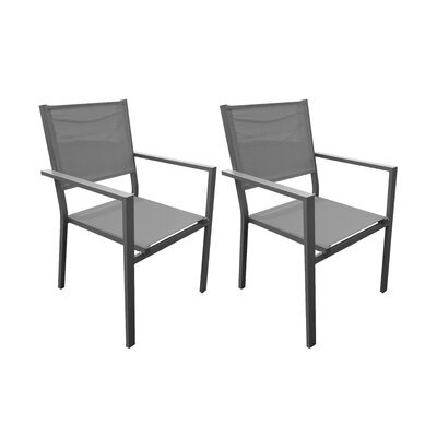 Lot de 2 fauteuils en aluminium et textilène coloris gris