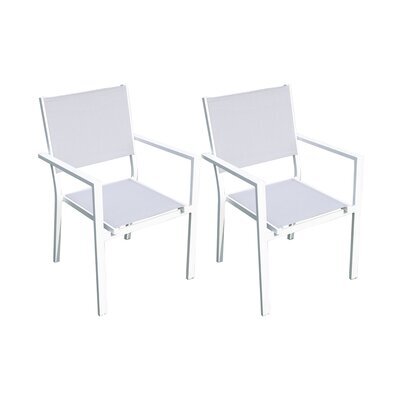 Lot de 2 fauteuils en aluminium et textilène coloris blanc