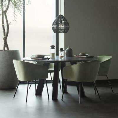 Table à manger ronde 150x150x75 cm en chêne noir