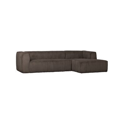 Canapé d'angle à droite 305 cm en velours côtelé taupe - RULA
