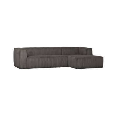 Canapé d'angle à droite 305 cm en velours côtelé gris foncé - RULA