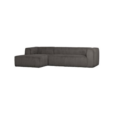 Canapé d'angle à gauche 305 cm en velours côtelé gris foncé - RULA