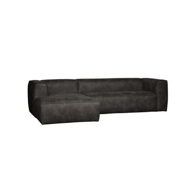 Canapé d'angle à gauche 305x175x73 cm en aspect cuir noir - RULA