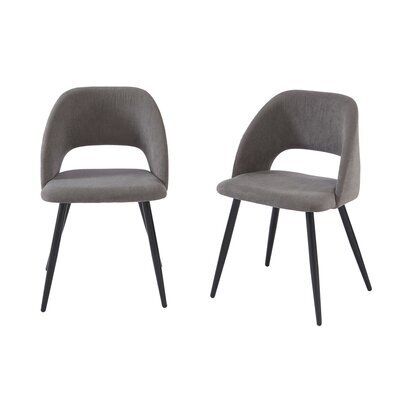 Lot de 2 chaises 52x55x79 cm en velours côtelé gris et noir