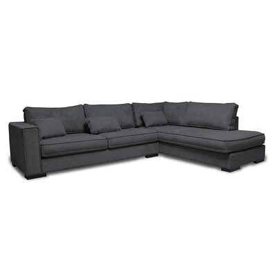 Canapé d'angle à droite 5 places 303 cm en tissu gris foncé - AKORD