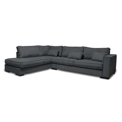 Canapé d'angle à gauche 5 places 303 cm en tissu gris foncé - AKORD