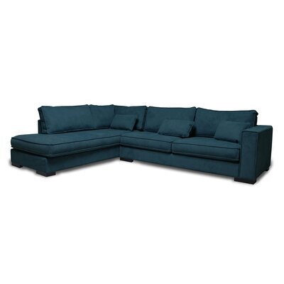 Canapé d'angle à droite 5 places 303 cm en tissu bleu foncé - AKORD