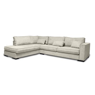 Canapé d'angle à gauche 5 places 303 cm en tissu beige - AKORD