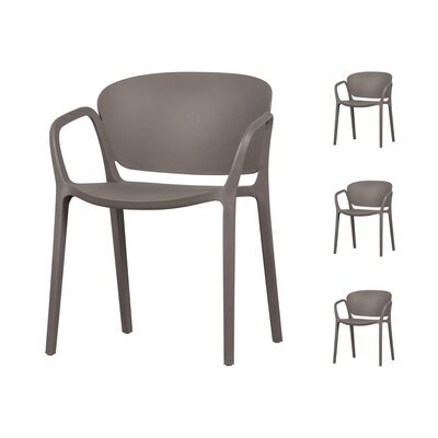 Lot de 4 chaises de jardin empilables 57x56x75 cm en PVC taupe