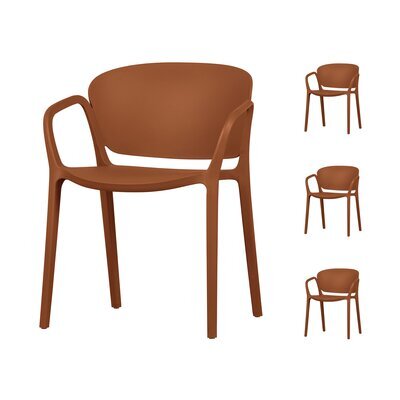 Lot de 4 chaises de jardin empilables 57x56x75 cm en PVC terracotta
