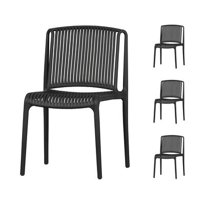 Lot de 4 chaises de jardin empilables 51x50x82 cm en PVC noir