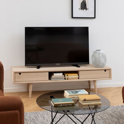 Meuble TV 2 portes 160x38x43 cm chêne blanchi - HALLUND