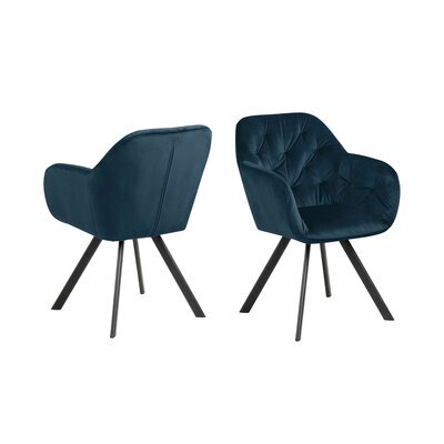 Lot de 2 chaises 57,5x61,5x81,5 cm en velours bleu foncé - GABY
