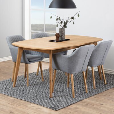 Table à manger extensible 180x102x76 cm décor chêne blanchi - LAPP