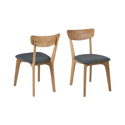 Lot de 2 chaises repas 45x49x84 cm en chêne et tissu gris foncé
